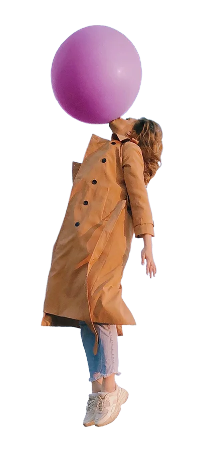 Person floating joyfully